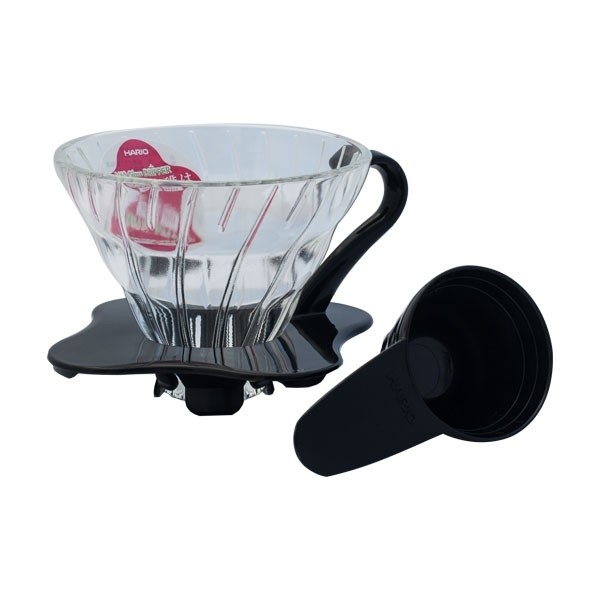 Hario Dripper V60-01 skleněný (VDG-01B), čirá/černá