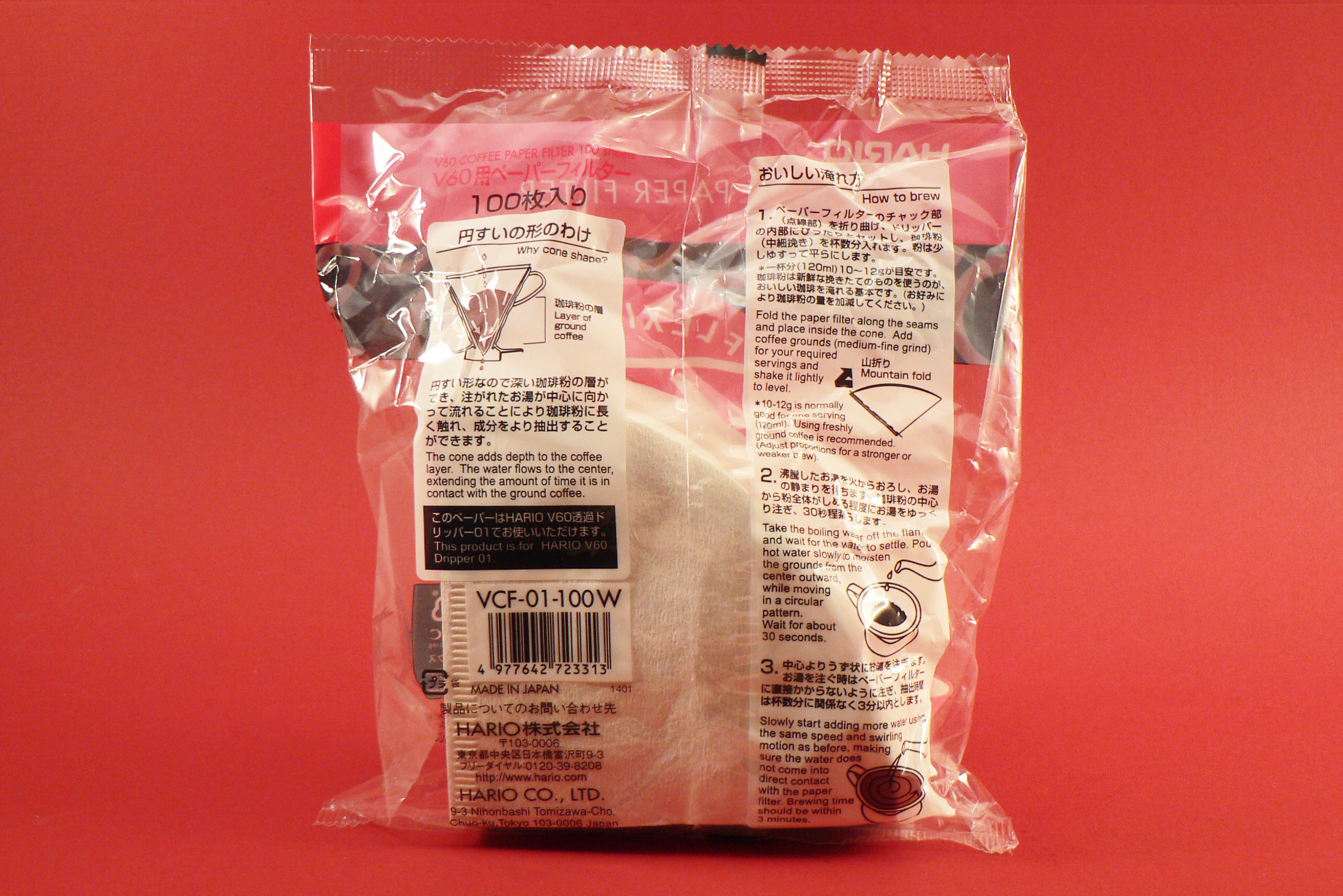 Papírové filtry pro drippery Hario V60-01-100ks
