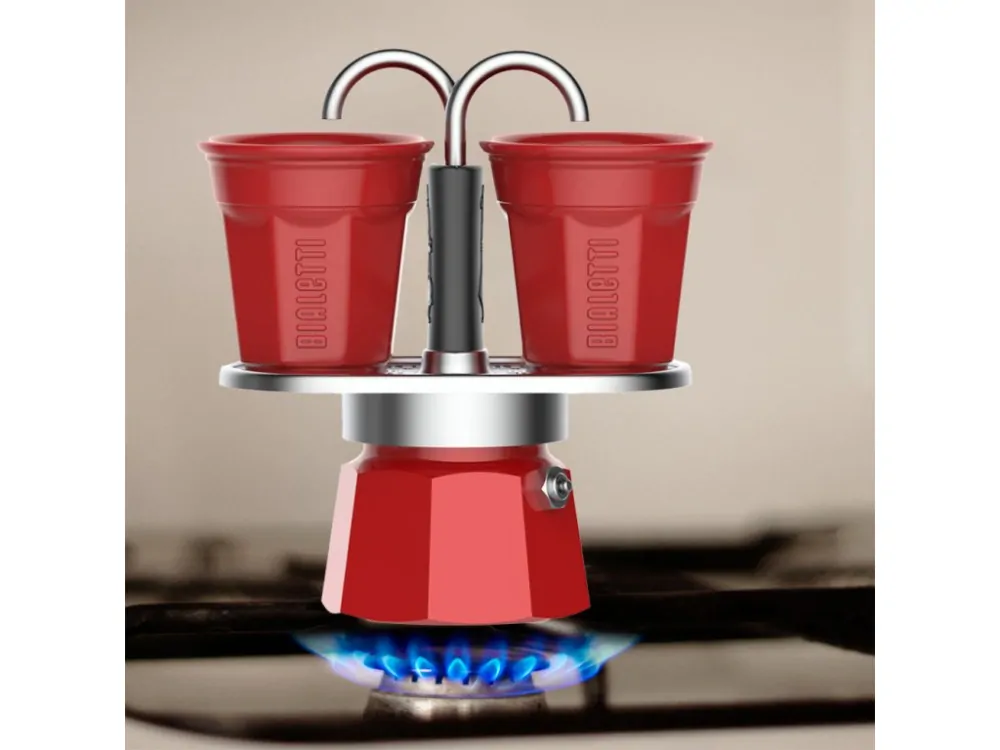 Bialetti Set Mini Express červená 2 šálky + 2 červené šálky